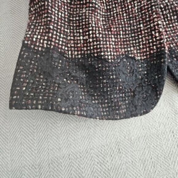 Tape Measure Women's Tweed Jacket Blazer 3-Button Port and Black Lace Gothcore - Picture 5 of 16